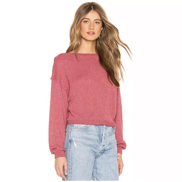 Free People We The Free Stay With Me Hacci Top Size Small in Raspberry Pink - Picture 2 of 13